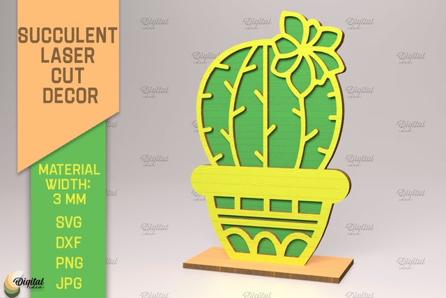3D Layered Cactus Stand SVG. Succulent Laser Cut SVG Evgenyia Guschina 