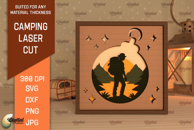 3D Layered Camping Laser Cut. Camping Decor SVG SVG Evgenyia Guschina 