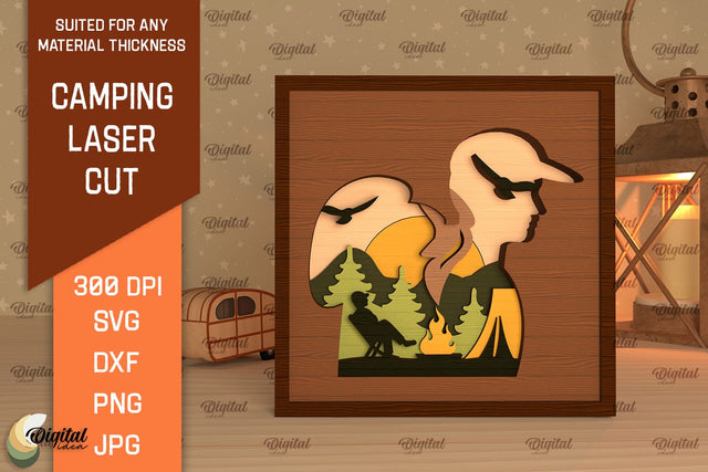 3D Layered Camping Laser Cut. Camping Decor SVG SVG Evgenyia Guschina 