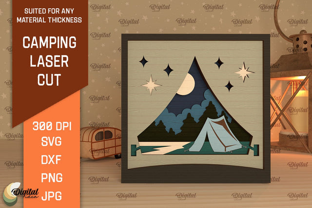 3D Layered Camping Laser Cut. Camping Decor SVG SVG Evgenyia Guschina 