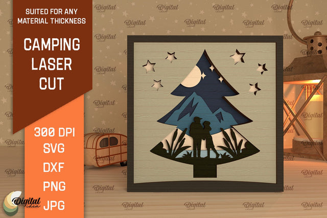 3D Layered Camping Laser Cut. Camping Decor SVG SVG Evgenyia Guschina 