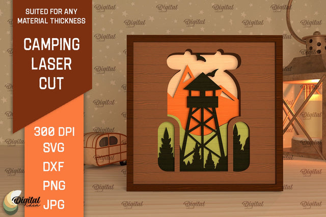 3D Layered Camping Laser Cut. Camping Decor SVG SVG Evgenyia Guschina 