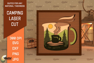 3D Layered Camping Laser Cut. Camping Decor SVG SVG Evgenyia Guschina 