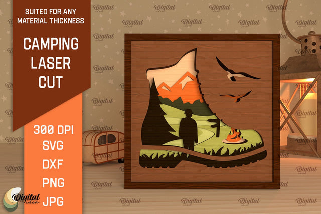 3D Layered Camping Laser Cut. Camping Decor SVG SVG Evgenyia Guschina 