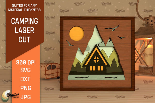 3D Layered Camping Laser Cut. Camping Decor SVG SVG Evgenyia Guschina 