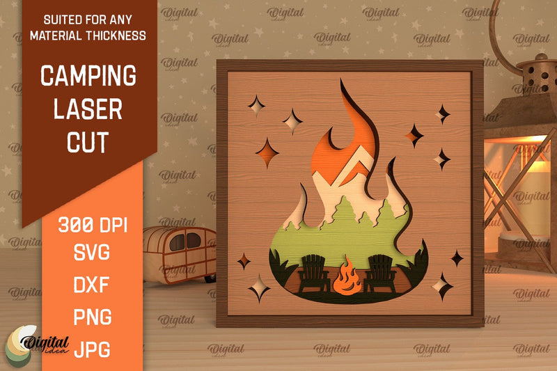 3D Layered Camping Laser Cut. Camping Decor SVG SVG Evgenyia Guschina 