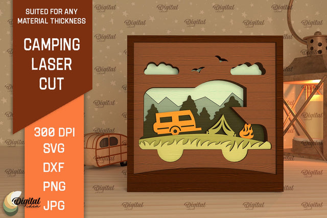 3D Layered Camping Laser Cut. Camping Decor SVG SVG Evgenyia Guschina 