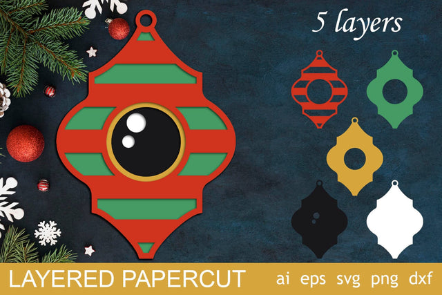 3d layered Christmas arabesque, Santa cam svg, Kids holiday ornament papercut 3D Paper AnastasiyaArtDesign 