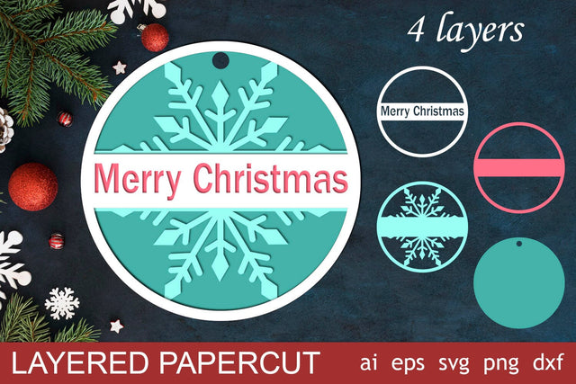 3d layered Christmas ornament, Holiday laser cut template, Svg decoration 3D Paper AnastasiyaArtDesign 