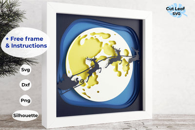 3d Layered Christmas svg, Shadow box svg, laser cut files, cnc files for wood, Santa Claus svg, deer svg, winter svg, merry christmas svg 3D Paper CutLeafSvg 