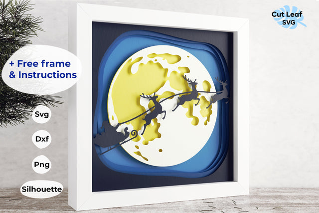 3d Layered Christmas svg, Shadow box svg, laser cut files, cnc files for wood, Santa Claus svg, deer svg, winter svg, merry christmas svg 3D Paper CutLeafSvg 