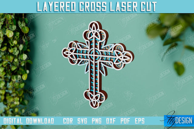 3D Layered Cross | Christian Symbol | Religious Sign | CNC File SVG Fly Design 