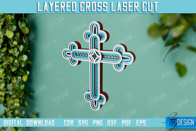 3D Layered Cross | Christian Symbol | Religious Sign | CNC File SVG Fly Design 