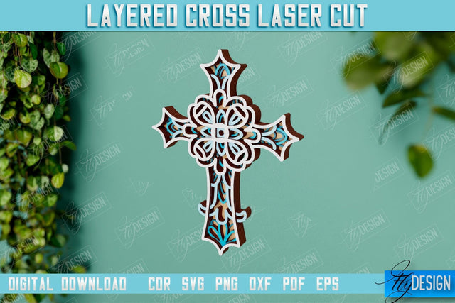 3D Layered Cross | Christian Symbol | Religious Sign | CNC File SVG Fly Design 