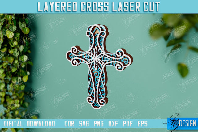 3D Layered Cross | Christian Symbol | Religious Sign | CNC File SVG Fly Design 