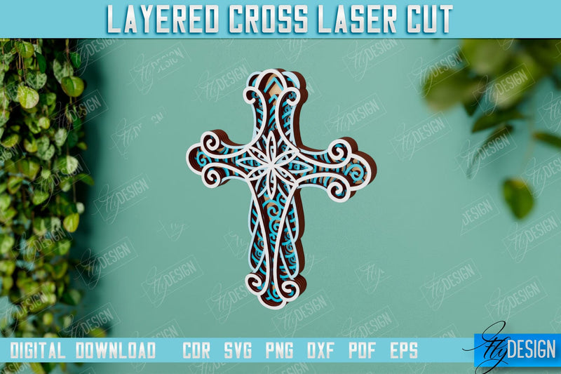 3D Layered Cross | Christian Symbol | Religious Sign | CNC File SVG Fly Design 