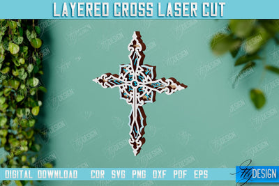 3D Layered Cross | Christian Symbol | Religious Sign | CNC File SVG Fly Design 