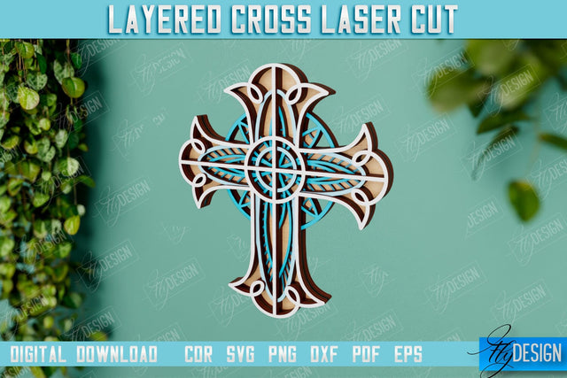3D Layered Cross | Christian Symbol | Religious Sign | CNC File SVG Fly Design 