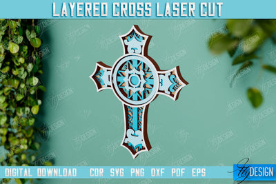 3D Layered Cross | Christian Symbol | Religious Sign | CNC File SVG Fly Design 