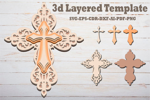 3d Layered Cross SVG EPS Template For Laser, Paper SVG Yuliya 