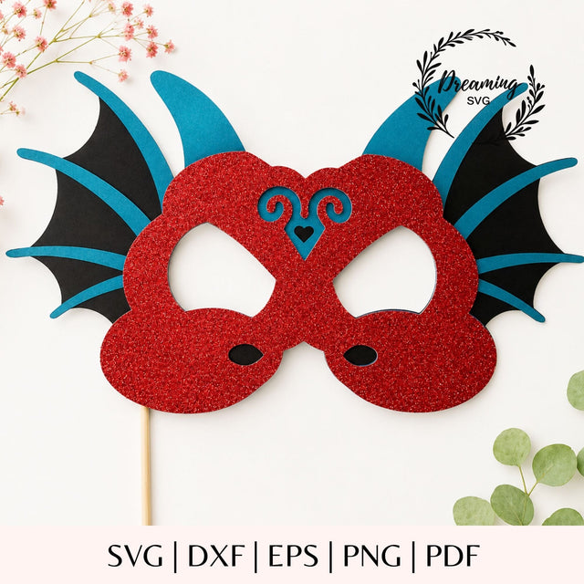 3D Layered Dragon Mask SVG - Kids Halloween Costume Prop Cut File - Paper Animal Mask Template for Cricut SVG DreamingSVG 
