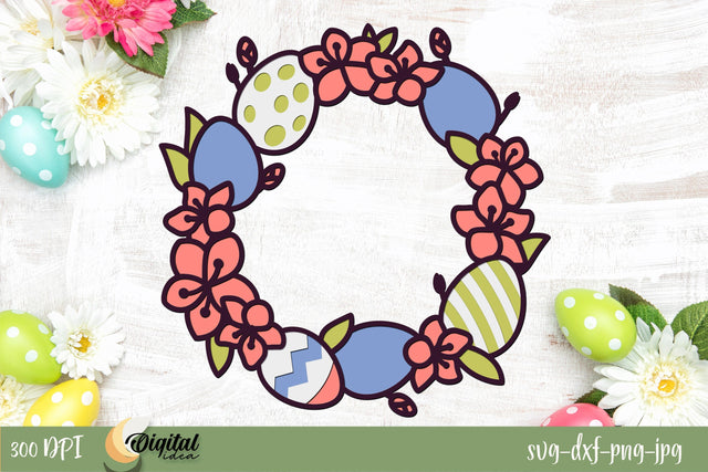 3D Layered Easter Wreath Paper Cut. Easter Wreath Laser Cut 3D Paper Evgenyia Guschina 