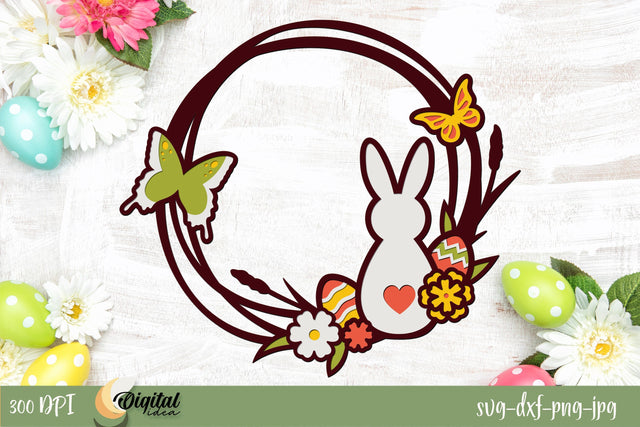 3D Layered Easter Wreath Paper Cut. Easter Wreath Laser Cut 3D Paper Evgenyia Guschina 