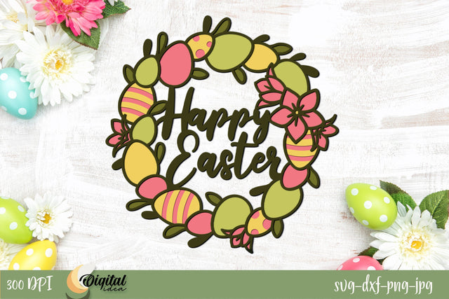 3D Layered Easter Wreath Paper Cut. Easter Wreath Laser Cut 3D Paper Evgenyia Guschina 