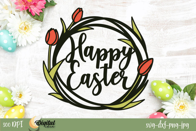 3D Layered Easter Wreath Paper Cut. Easter Wreath Laser Cut 3D Paper Evgenyia Guschina 