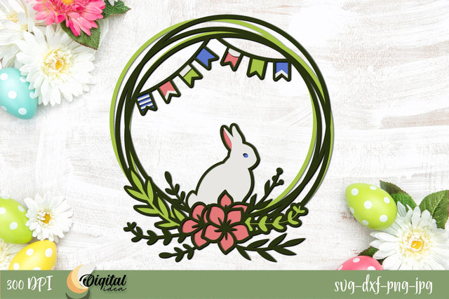 3D Layered Easter Wreath Paper Cut. Easter Wreath Laser Cut 3D Paper Evgenyia Guschina 