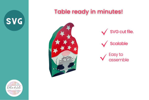 3D Layered Gnome Party Favor Box SVG Cut 3D Paper Dots-A-Lot 