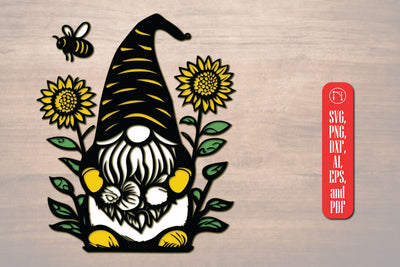3D Layered Gnome Sunflower and Bee design SVG MD JOYNAL ABDIN 