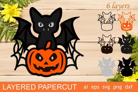 3d layered Halloween set, Halloween shadow box svg SVG AnastasiyaArtDesign 