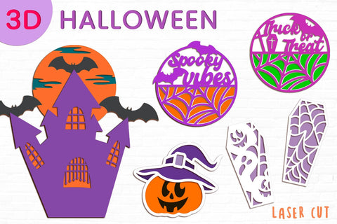3d layered Halloween svg, Laser cut halloween round decor SVG AnastasiyaArtDesign 