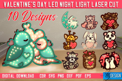 3D Layered Light Bundle | Valentine's Day Led Night Light | Animal Figurines | CNC Files SVG Fly Design 