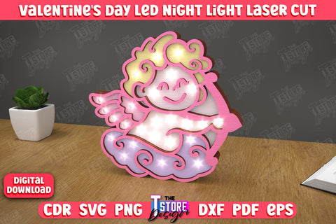 3D Layered Light Bundle | Valentine's Day Led Night Light | Table Figurines | CNC Files SVG The T Store Design 