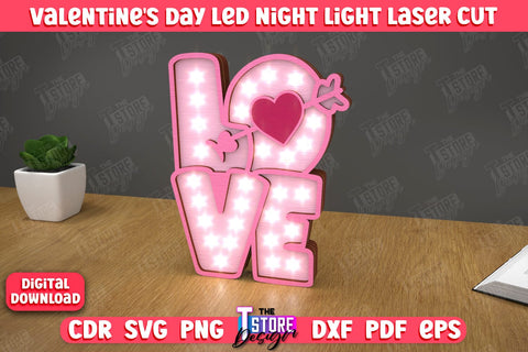 3D Layered Light Bundle | Valentine's Day Led Night Light | Table Figurines | CNC Files SVG The T Store Design 