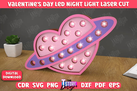3D Layered Light Bundle | Valentine's Day Led Night Light | Table Figurines | CNC Files SVG The T Store Design 