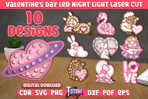 3D Layered Light Bundle | Valentine's Day Led Night Light | Table Figurines | CNC Files SVG The T Store Design 