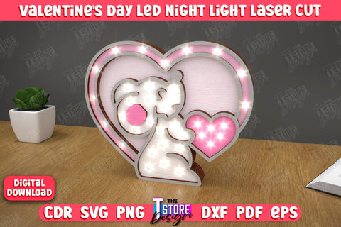 3D Layered Light Bundle | Valentine's Day Led Night Light | Table Figurines | CNC Files SVG The T Store Design 