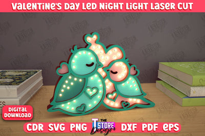 3D Layered Light | Valentine's Day Led Night Light | Birds Figurines | CNC File SVG Fly Design 