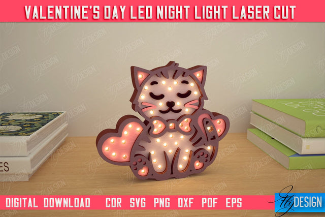 3D Layered Light | Valentine's Day Led Night Light | Cat Figurines | CNC File SVG Fly Design 