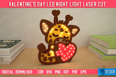 3D Layered Light | Valentine's Day Led Night Light | Giraffe Figurines | CNC File SVG Fly Design 