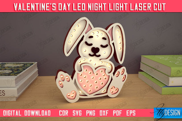 3D Layered Light | Valentine's Day Led Night Light | Hare Figurines | CNC File SVG Fly Design 