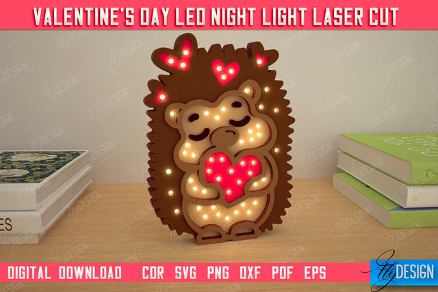 3D Layered Light | Valentine's Day Led Night Light | Hedgehog Figurines | CNC File SVG Fly Design 