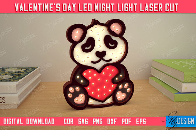 3D Layered Light | Valentine's Day Led Night Light | Panda Figurines | CNC File SVG Fly Design 