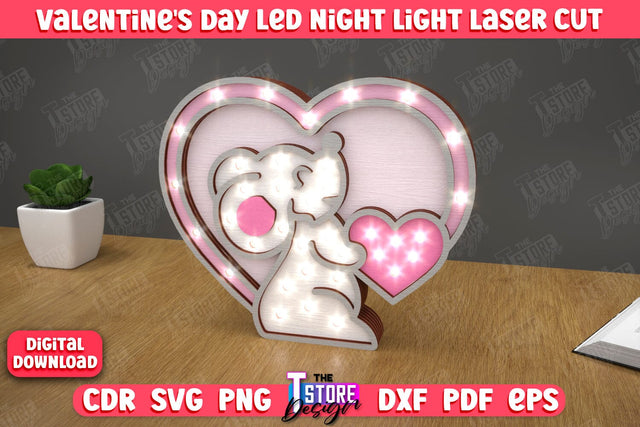 3D Layered Light | Valentine's Day Led Night Light | Table Figurines | Mouse | CNC File SVG The T Store Design 