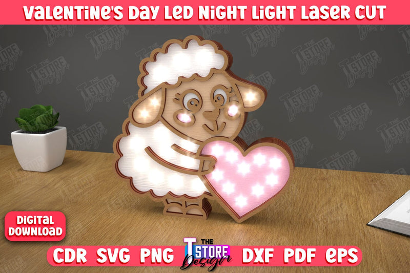 3D Layered Light | Valentine's Day Led Night Light | Table Figurines | Sheep | CNC File SVG The T Store Design 