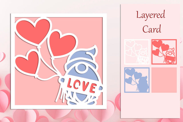 3d Layered love gnome svg, Valentine card laser cut 3D Paper AnastasiyaArtDesign 
