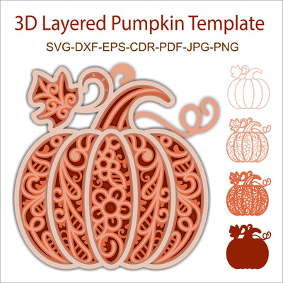 3D Layered Pumpkin SVG Template for Laser and Paper Cut 3D Paper Yuliya 